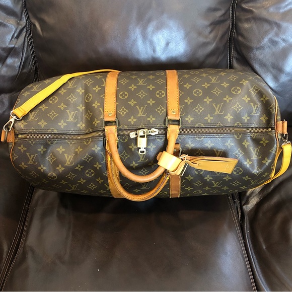 Vintage LOUIS VUITTON Monogram Bandolier Boston Weekend Duffle Tote Bag LV55 - Picture 4 of 17